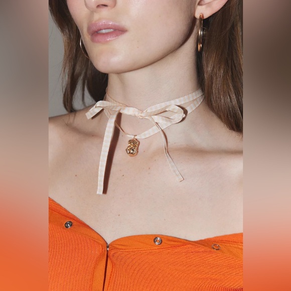 UO Icon Gingham Ribbon Wrap Necklace - Picture 1 of 3